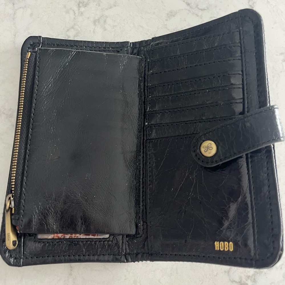 Hobo Black Leather Wallet with Card Slots